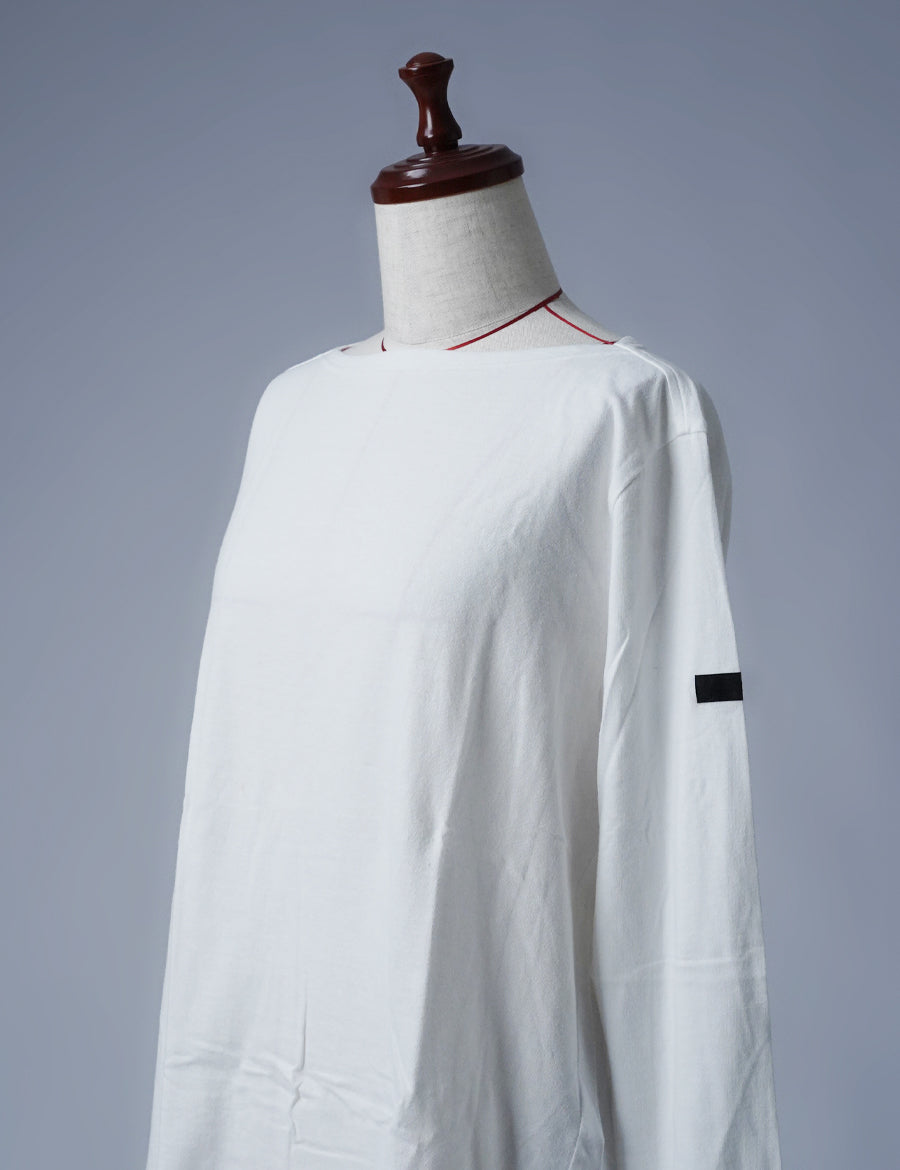 【リユース作品/Sサイズ】ボートネック コットン Tシャツ / 白 sample-a0406 - soco